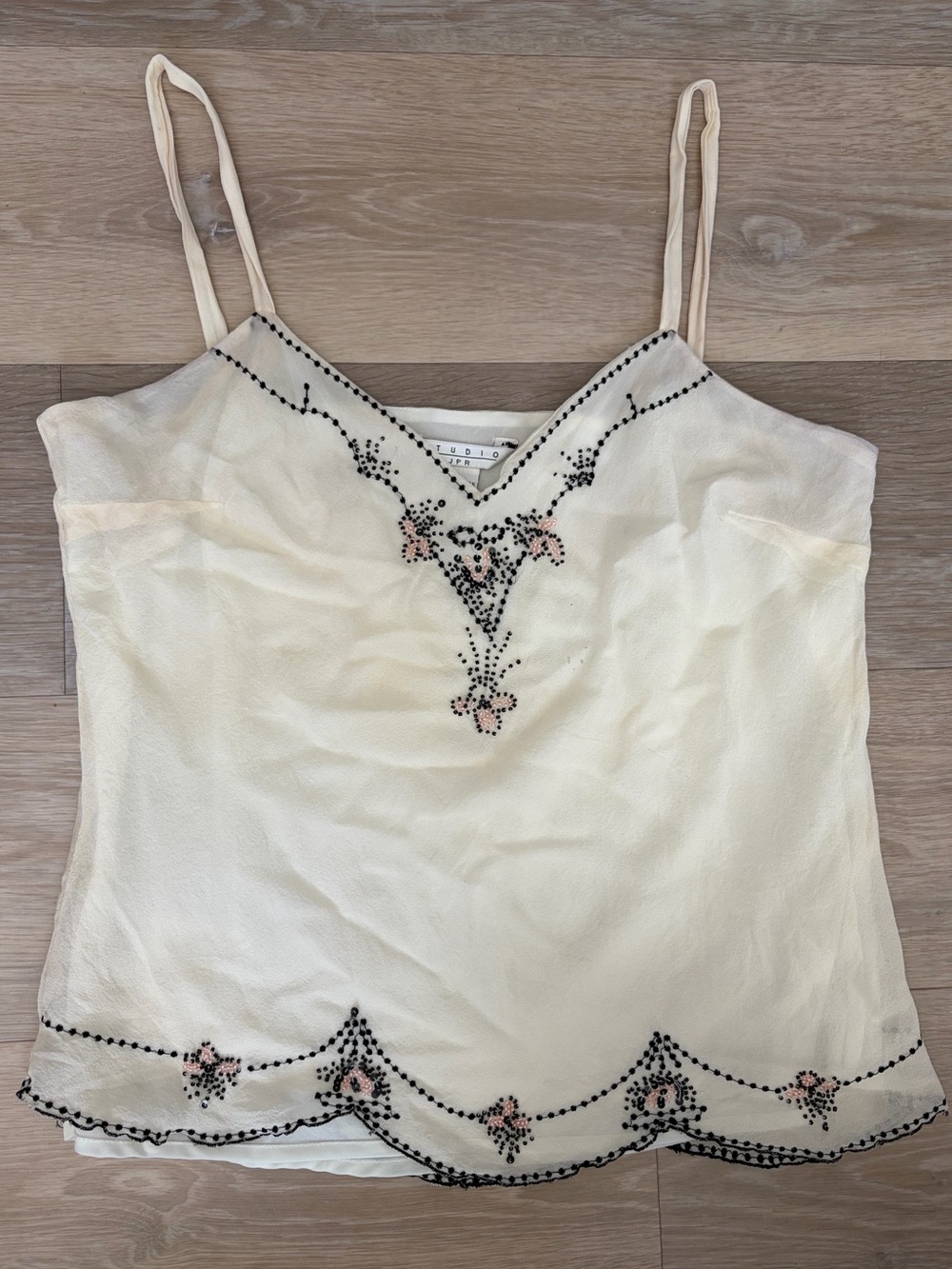 Vintage Studio JPR 100% Silk Beaded Camisole Top Size L